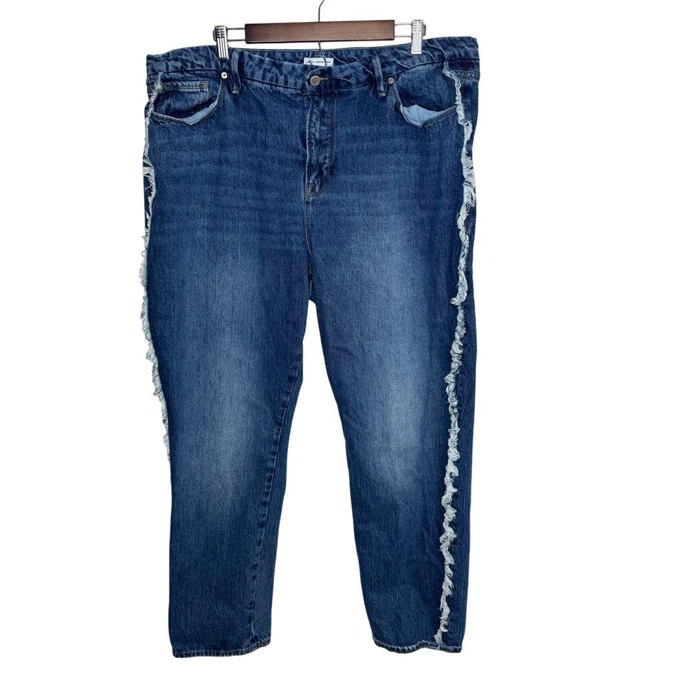 Good‎ American Women’s Size 20 Side Fray Straight Leg Jeans Blue Denim